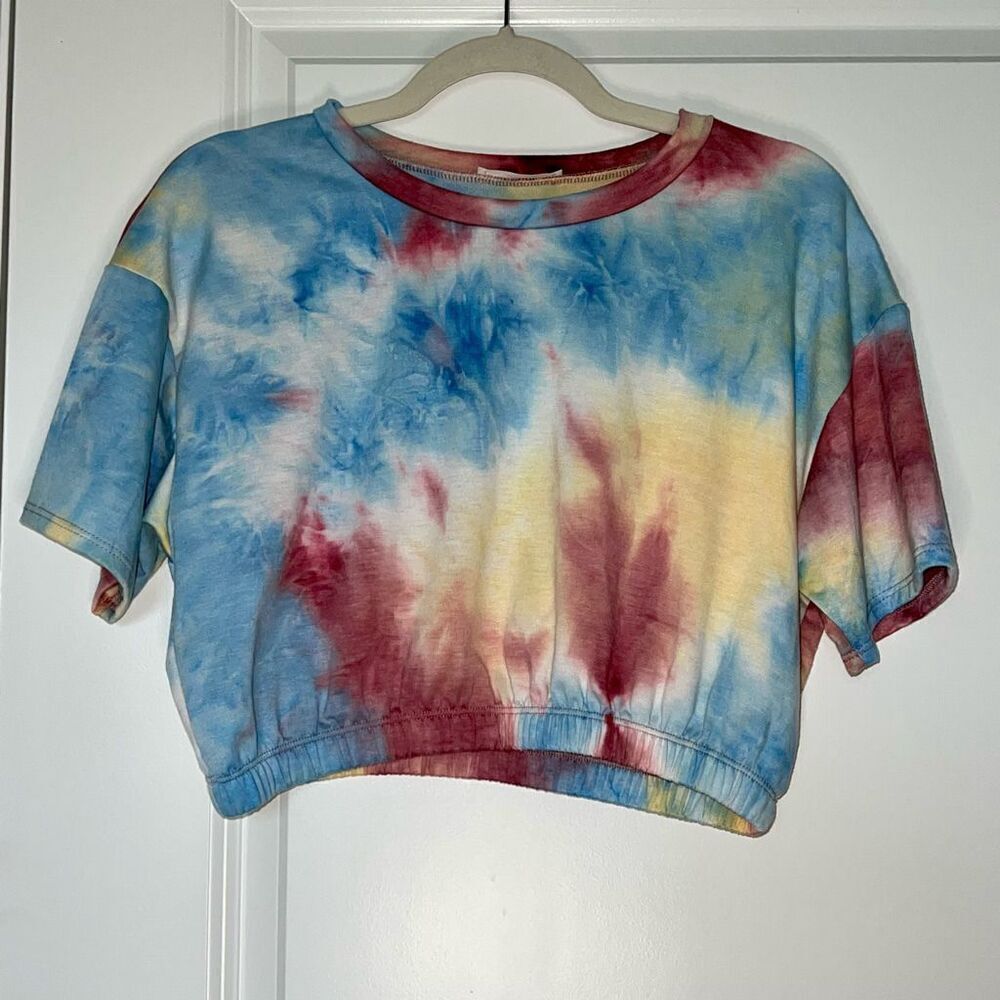 timing tie dye short sleeve crop top